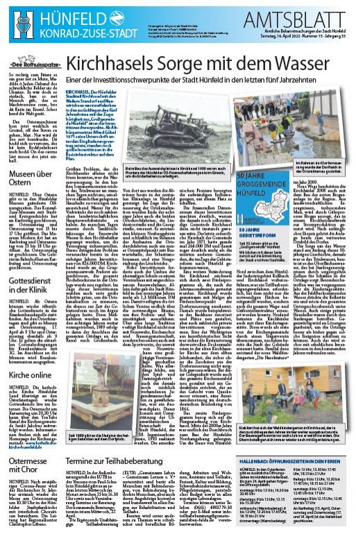 Amtsblatt vom 16. April 2022